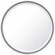 Miroir rond diamètre 22 cm, noir avec support plexi.